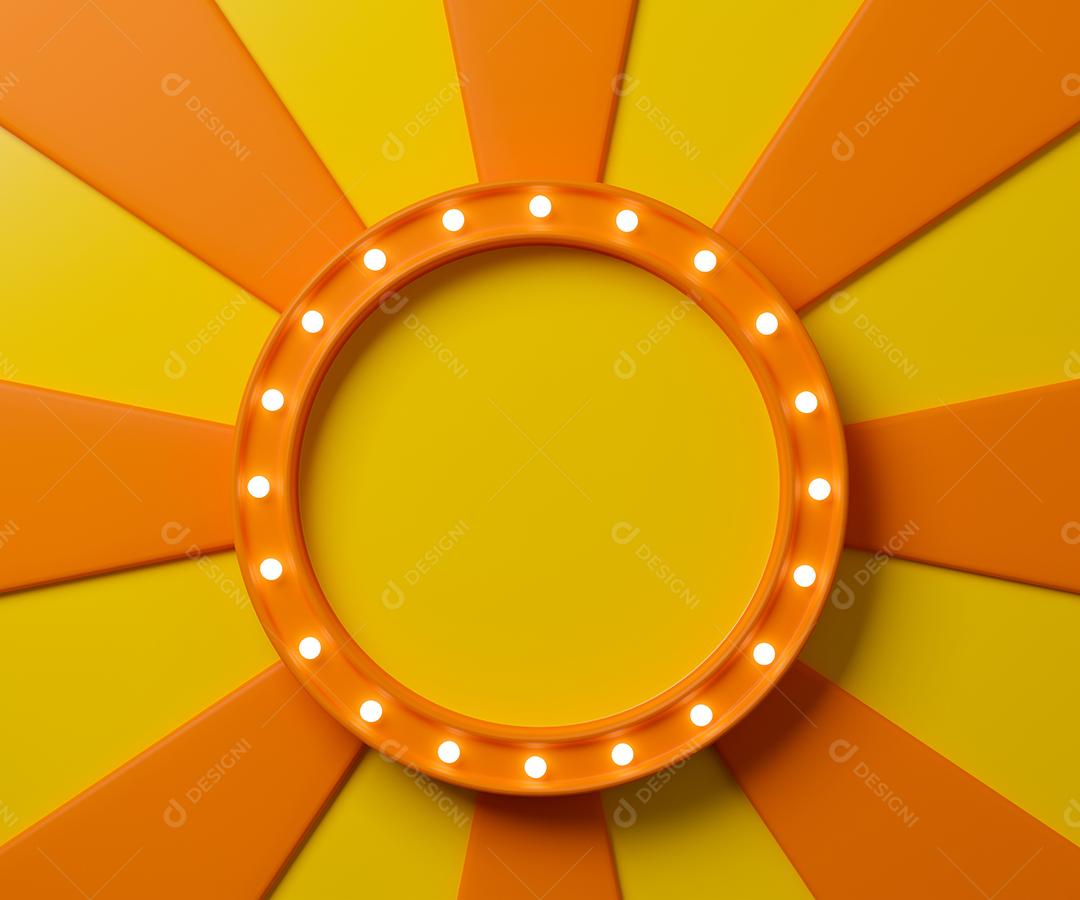 3d renderização laranja e amarelo círculo banner com espaço de cópia para texto ou mensagem. outdoors coloridos para apresentação ou propaganda.