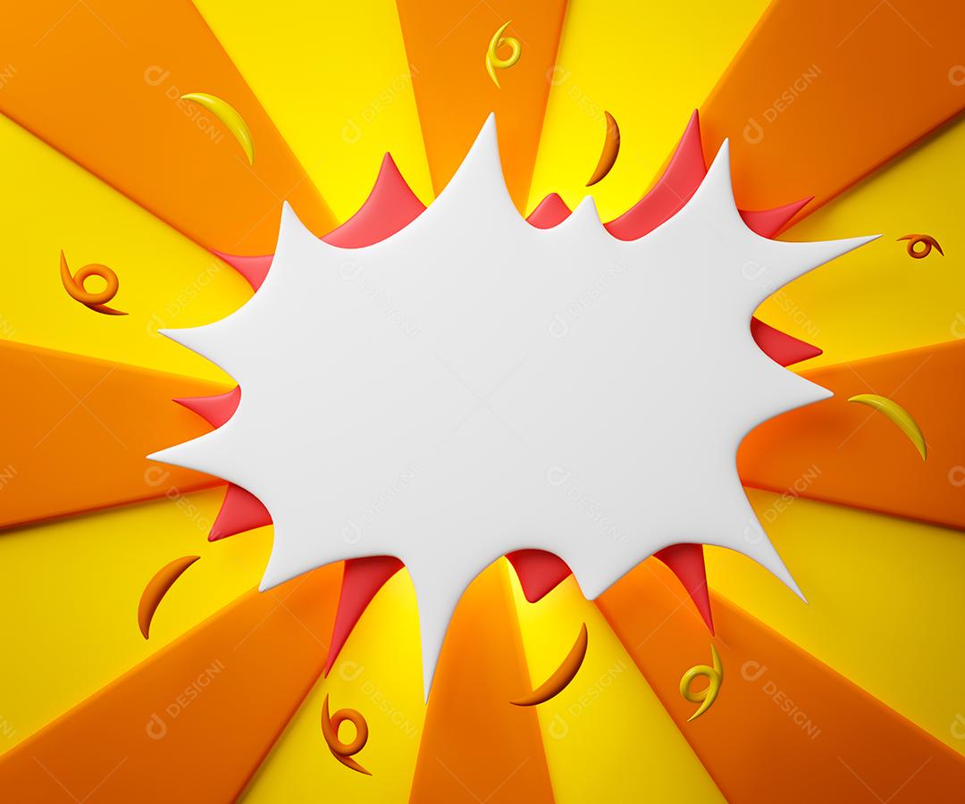 3d renderização discurso bolha em branco no fundo amarelo e laranja com epara texto ou mensagem.spaço de cópia