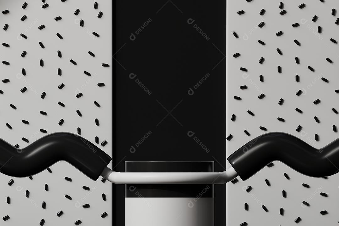 3d renderização pódio de cilindro vazio estilo memphis. Jantar de resumos para exposição do produto.