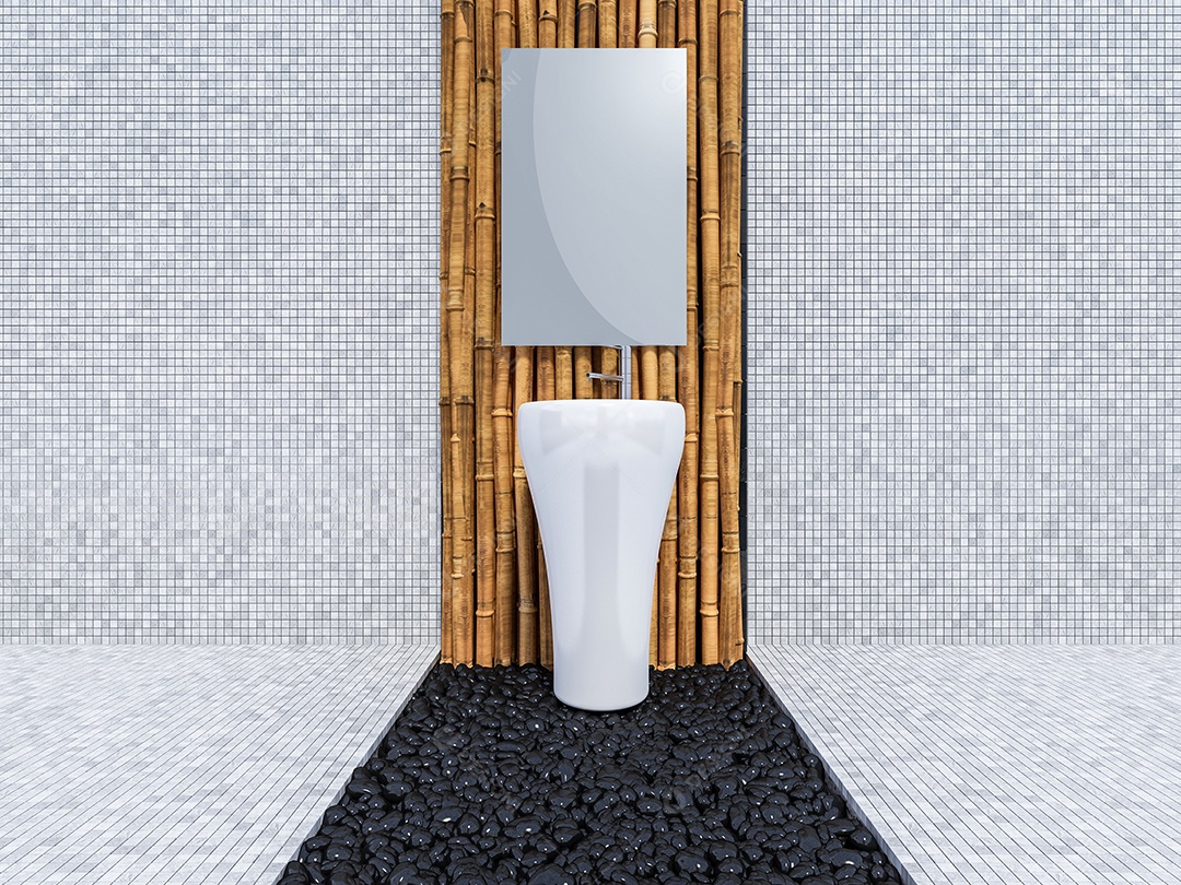 Design de interiores de banheiro 3D.