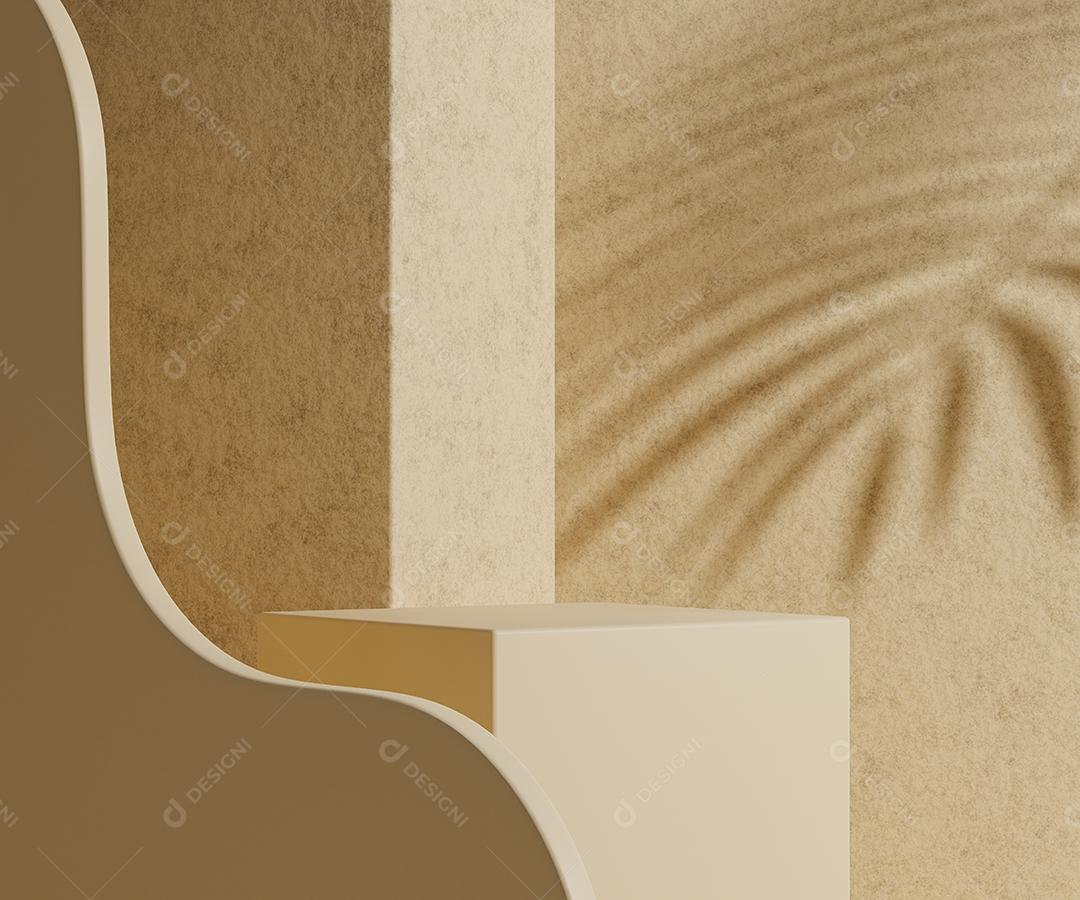 3d renderização pódio amarelo claro vazio para exibição do produto.
