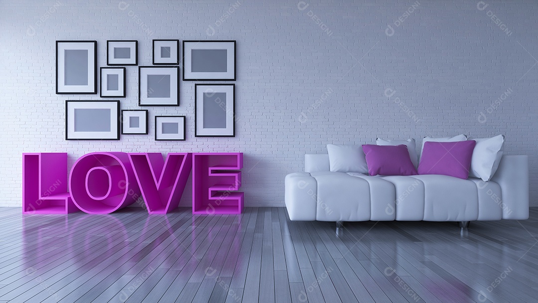 Imagem da representação 3d da sala de estar do projeto interior.