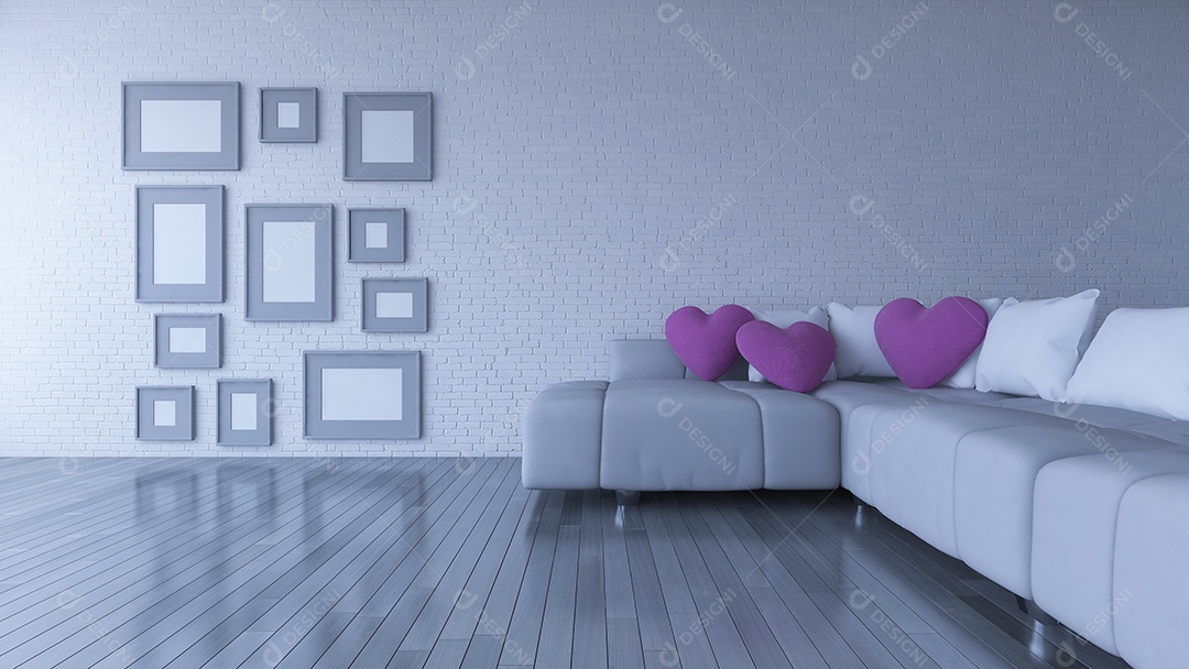 Imagem da representação 3d da sala de estar do projeto interior.