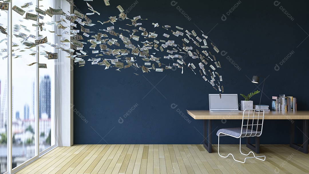 Trabalhando online no computador portátil ganhando dinheiro.