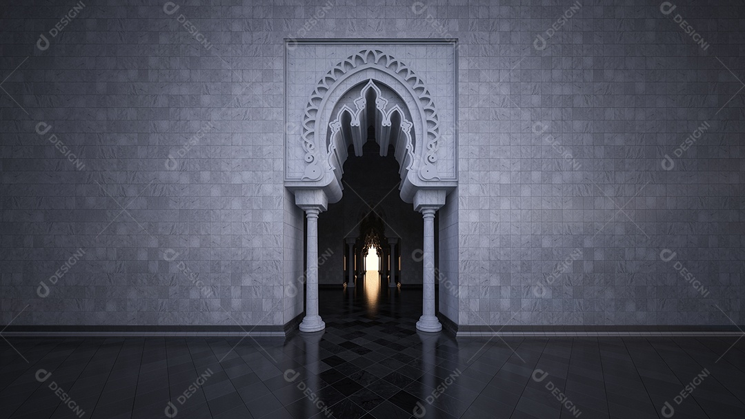 Imagem de renderização 3D do estilo islâmico moderno.