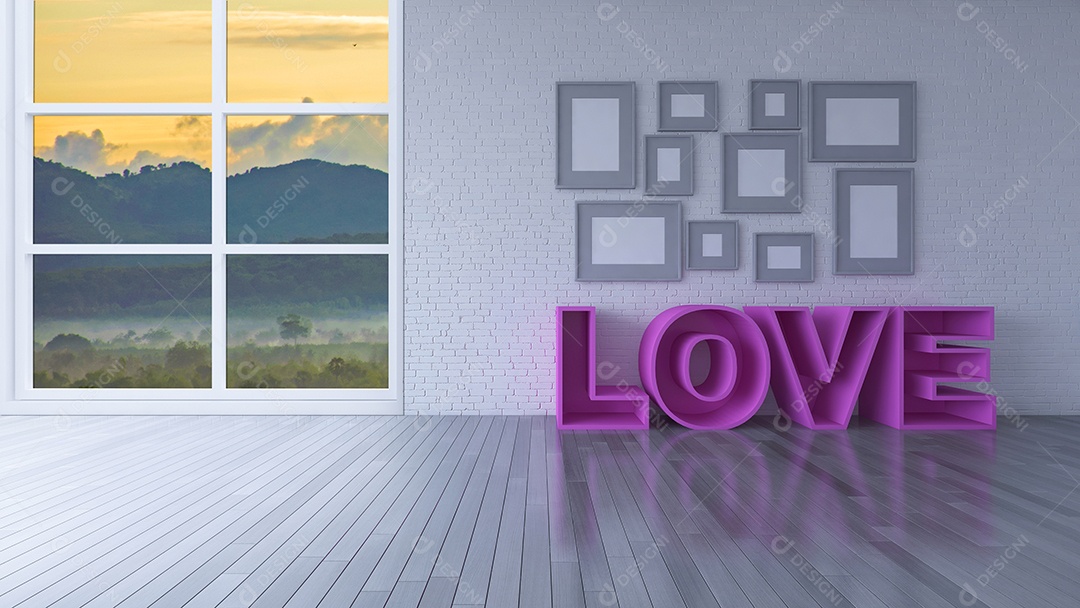 Imagem da representação 3d da sala de estar do projeto interior.