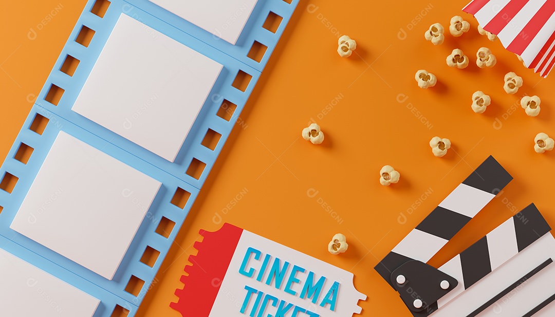 Renderização 3D de claquete de cinema