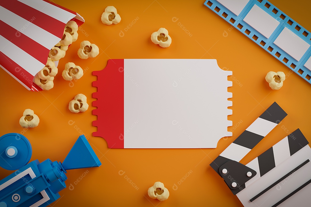 Renderização 3D de claquete de cinema