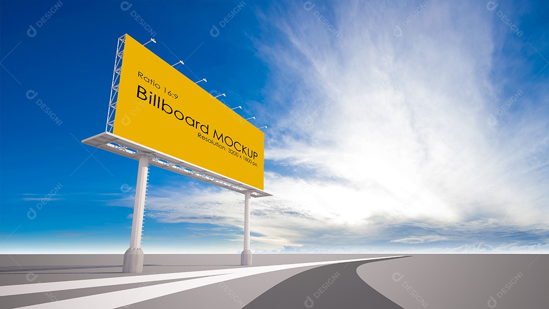 3D rendering image of billboard next to highway.