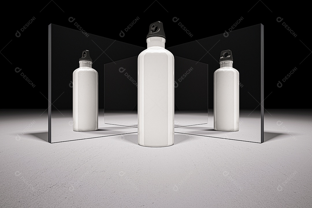 Imagem de maquete de renderização 3d de garrafa branca.