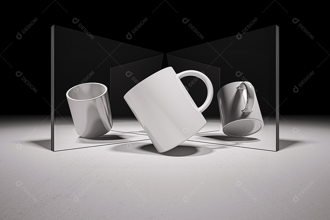 Imagem de maquete de renderização 3d de xícara de café branco.