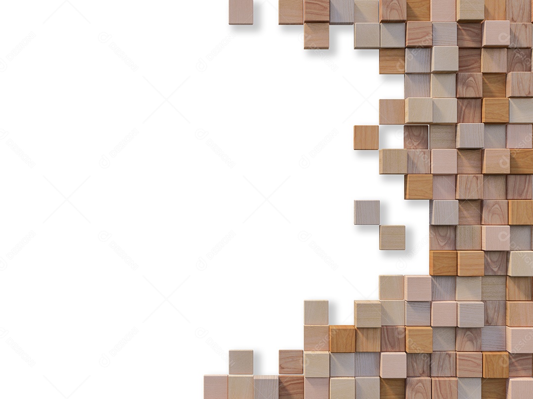 3D rendering image of colorful cubic wooden wall.