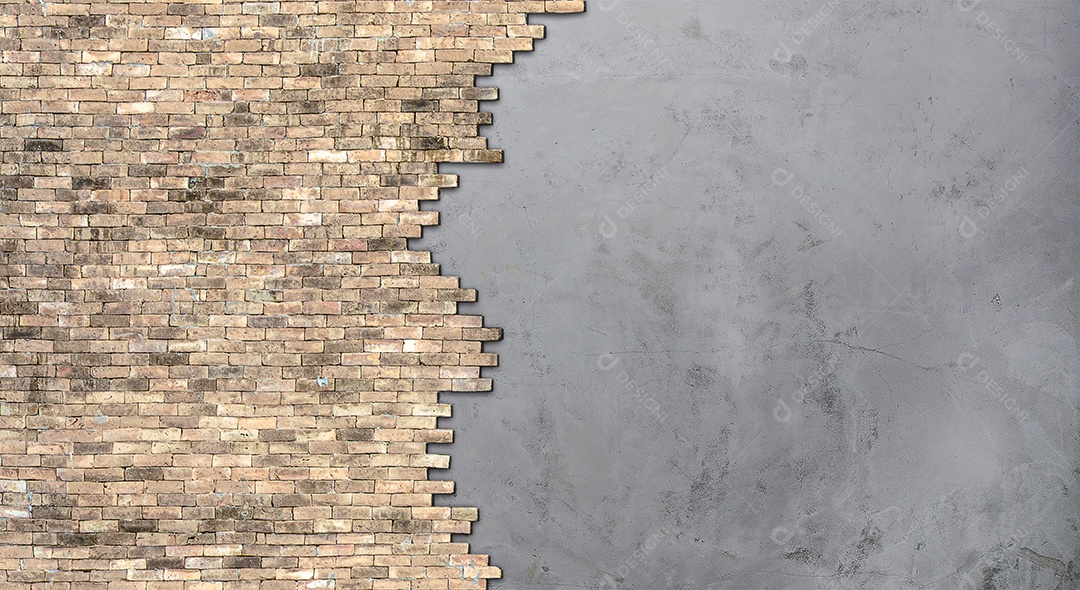 Textura antiga da parede de tijolos na parede de concreto.