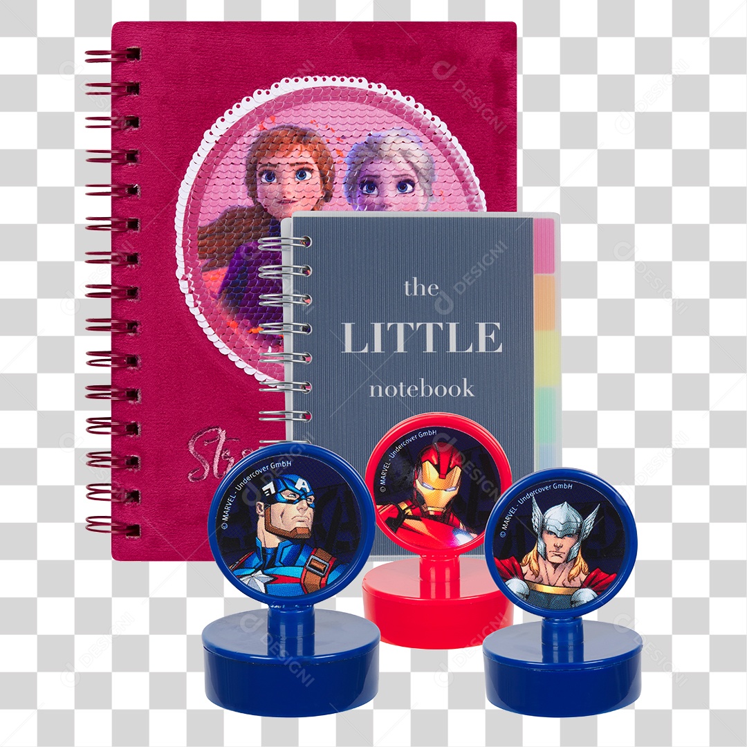 Caderno e Miniaturas PNG Transparente