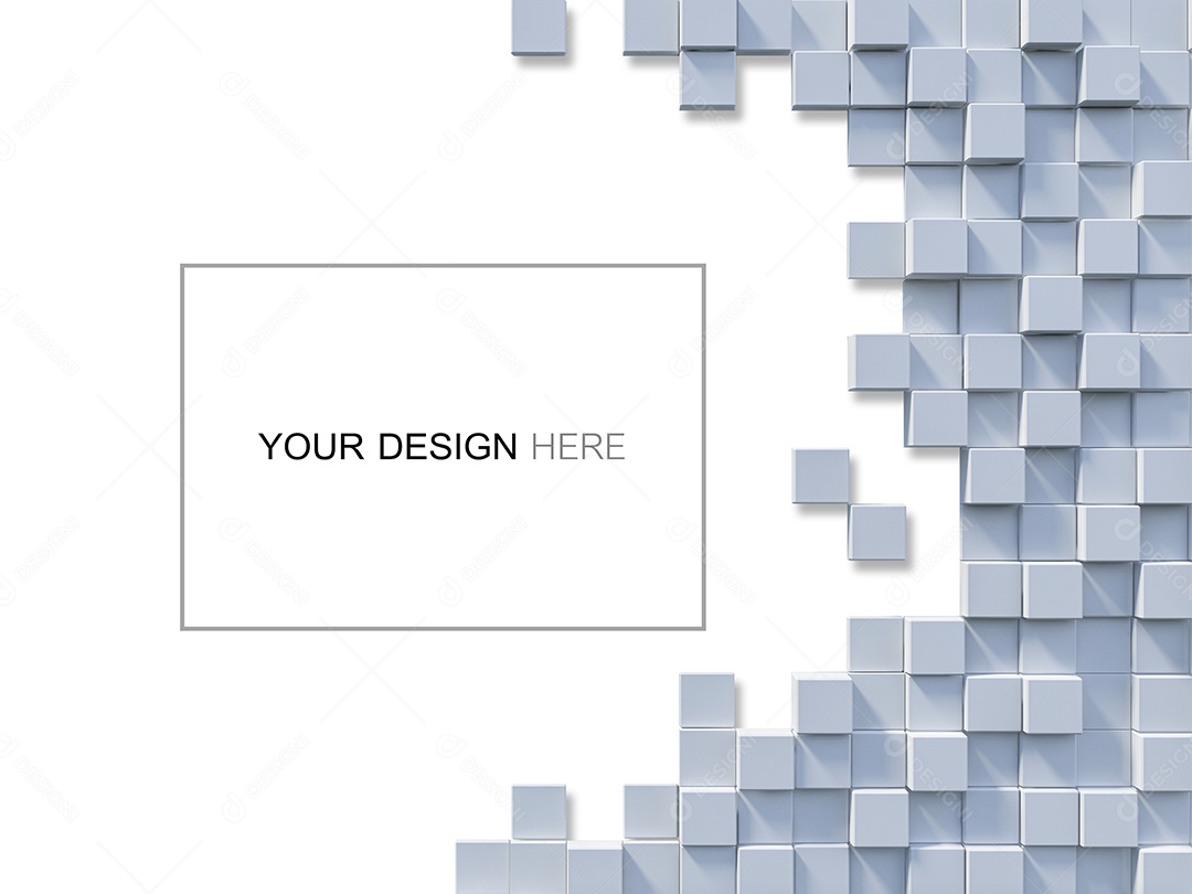 Imagem de renderização 3D do cubo branco na parede.