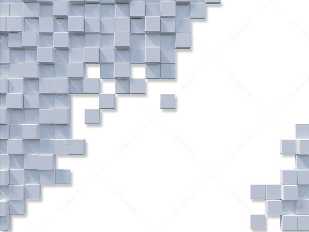 Imagem de renderização 3D do cubo branco na parede.