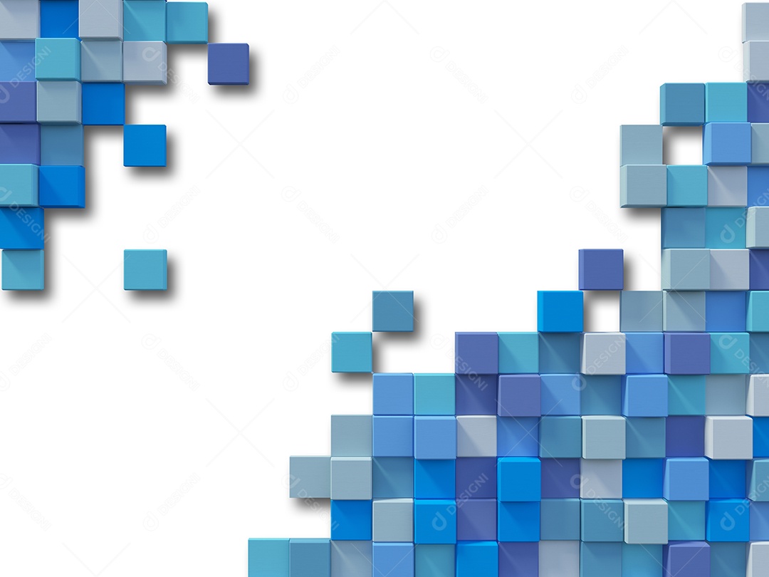 Imagem de renderização 3D da parede de madeira cúbica colorida.