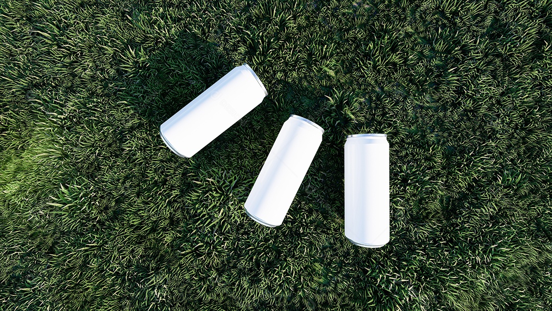 Imagens de maquete de renderização em 3d de latas brancas e prateadas.