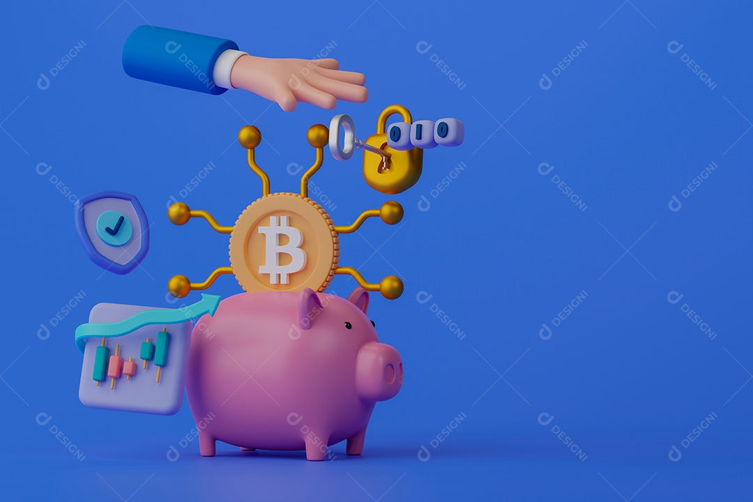 Conceito criptomoeda com símbolo de Bitcoin