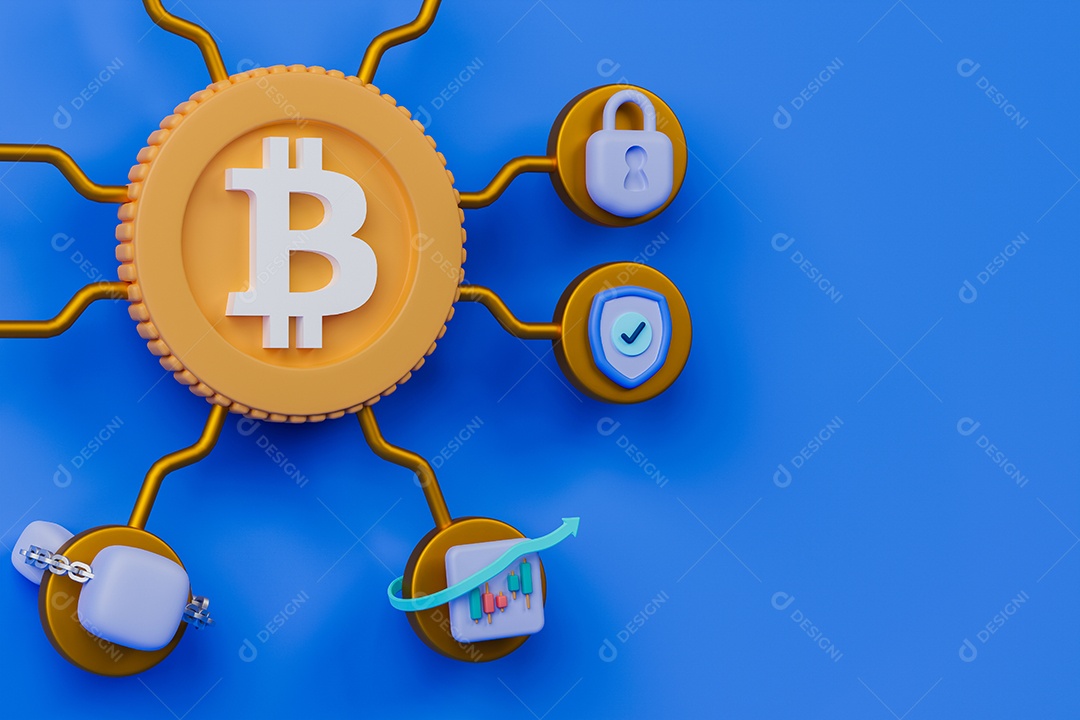 Conceito criptomoeda com símbolo de Bitcoin