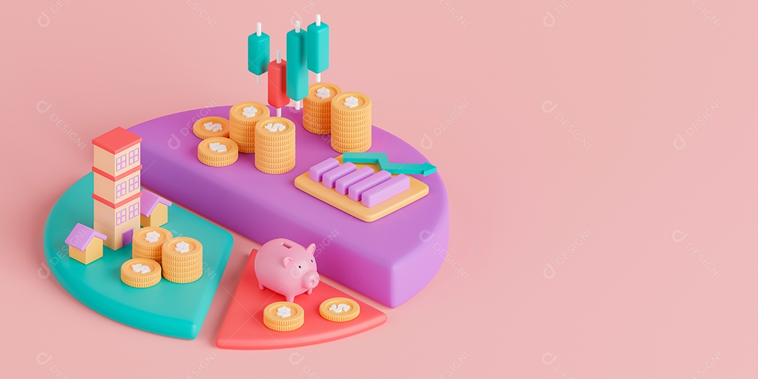 Conceito investimento com moedas de símbolo Bitcoin