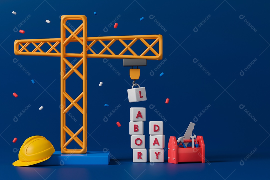 Renderização 3D comemoração dia do Trabalhador