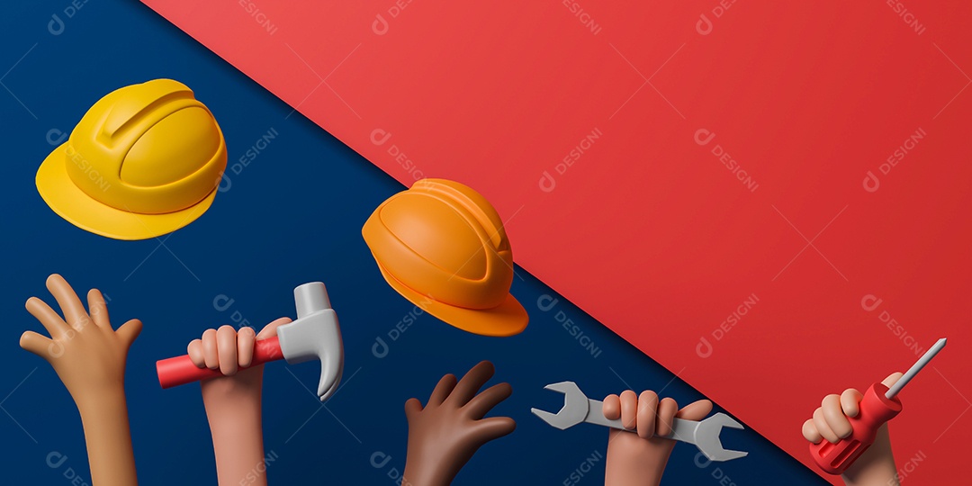 Renderização 3D comemoração dia do Trabalhador