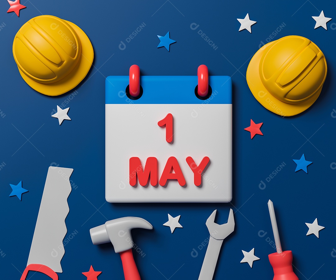 Renderização 3D comemoração dia do Trabalhador