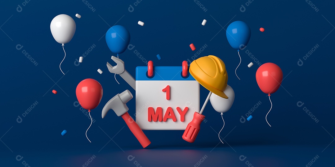 Renderização 3D comemoração dia do Trabalhador