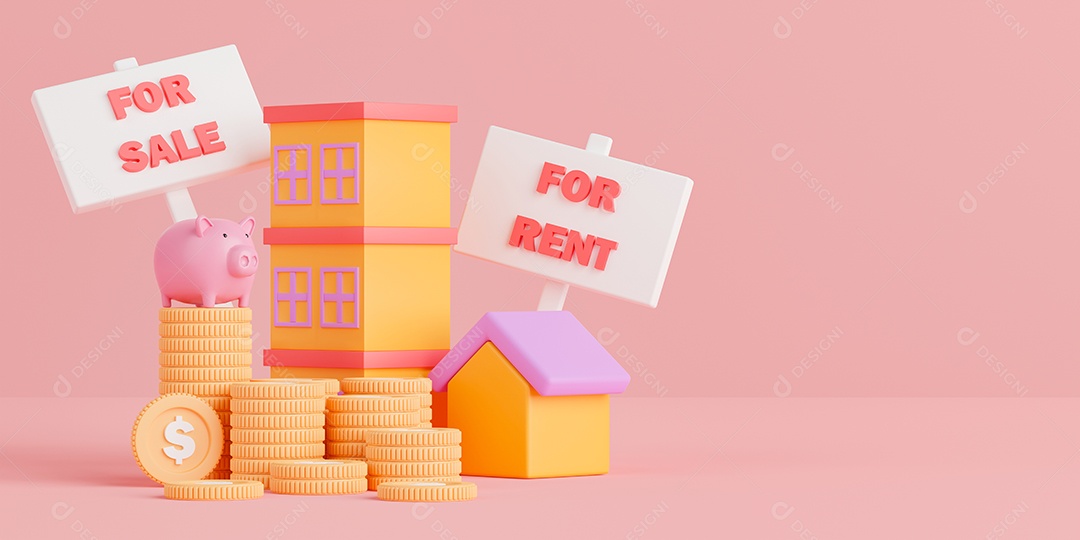 Renderização 3D Conceito Venda e Alugueis de Imóveis