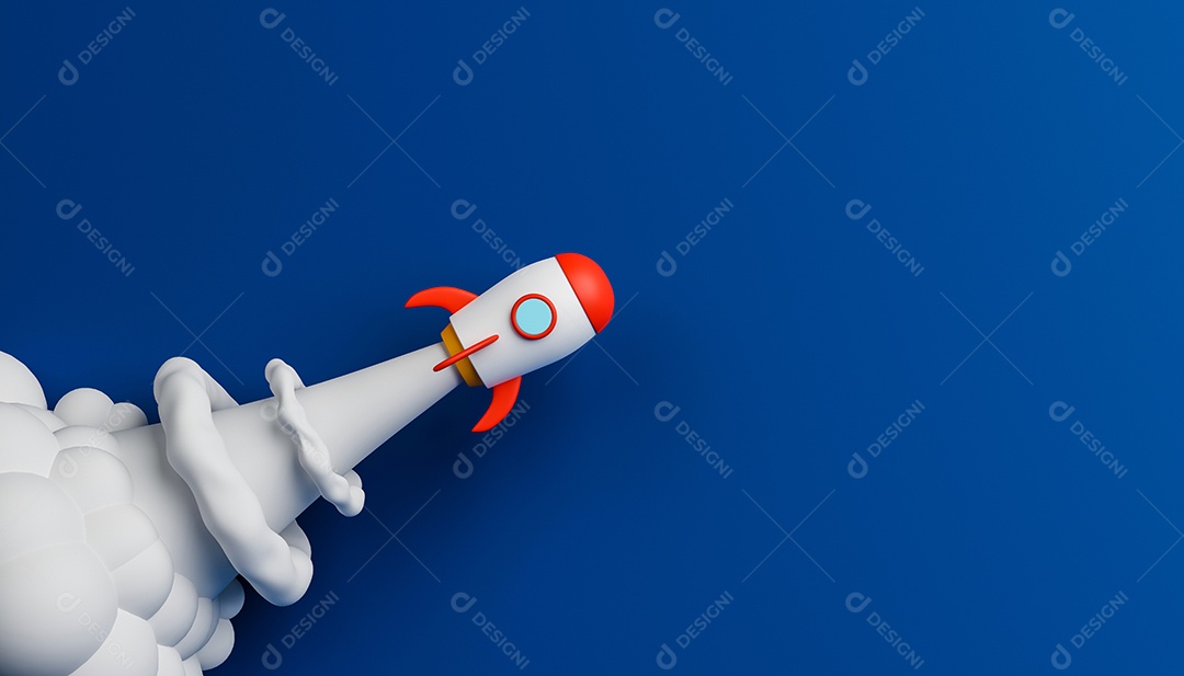 Renderização 3D Foguete subindo