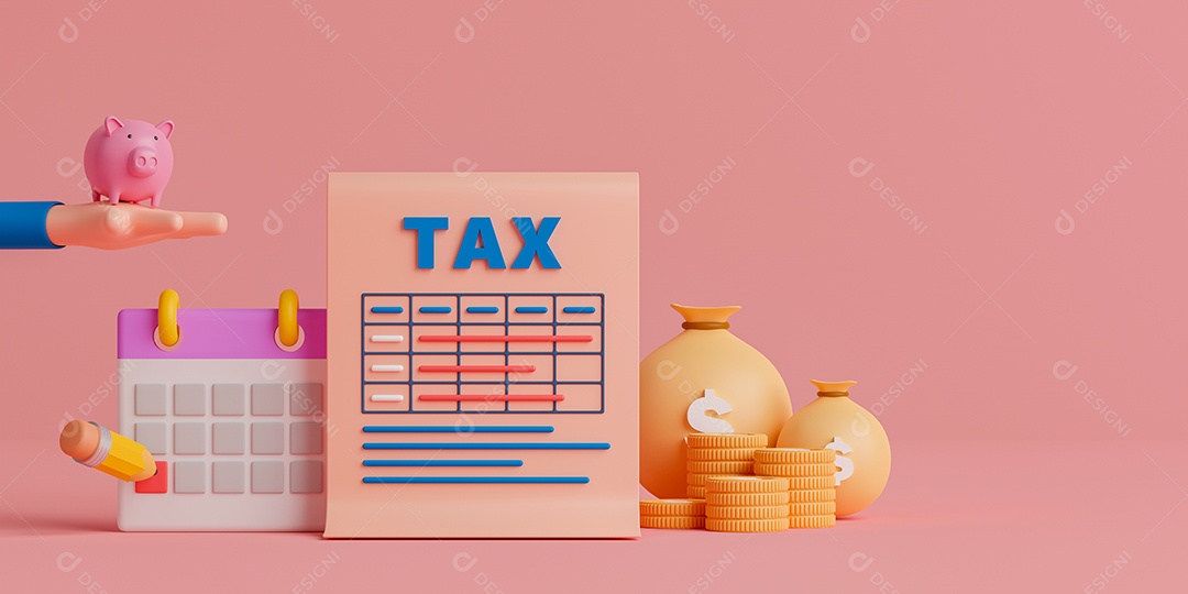 Vetor pagamento de impostos e conceito de imposto de negócios calculadora de pilhas de moedas