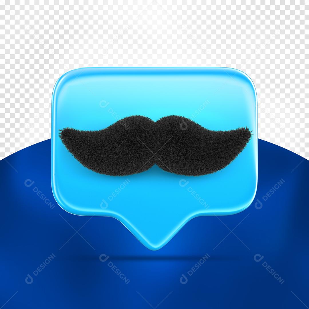 Elemento 3D Bigode do Dia dos Pais para Composição PSD