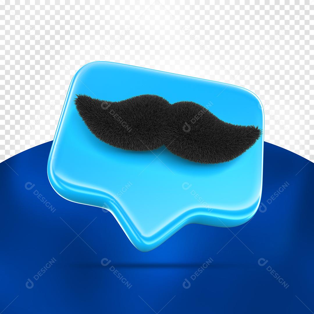 Bigode do Dia dos Pais Elemento 3D para Composição PSD