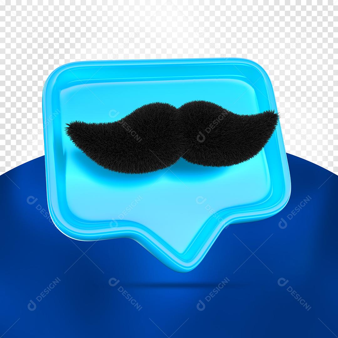 Elemento 3D Bigode do Dia dos Pais para Composição PSD