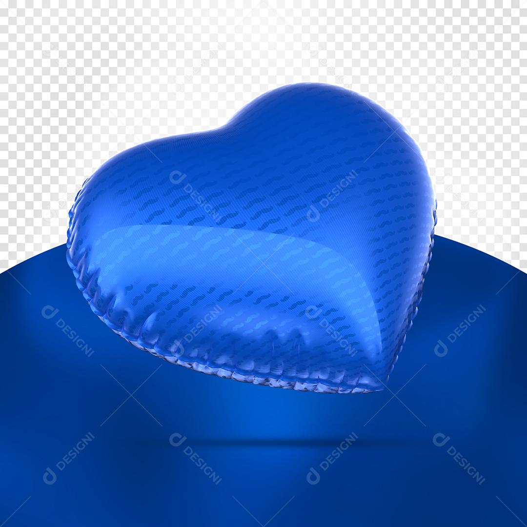 Coração 3D Azul  do Dia dos Pais Elemento para Composição PSD