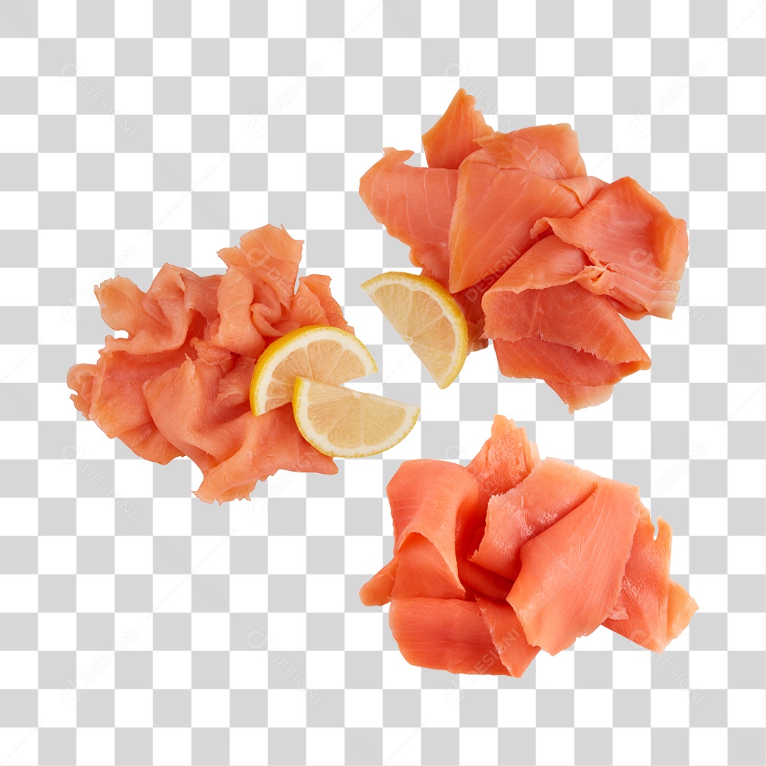 Pedaços de Salmão Com Limão PNG Transparente