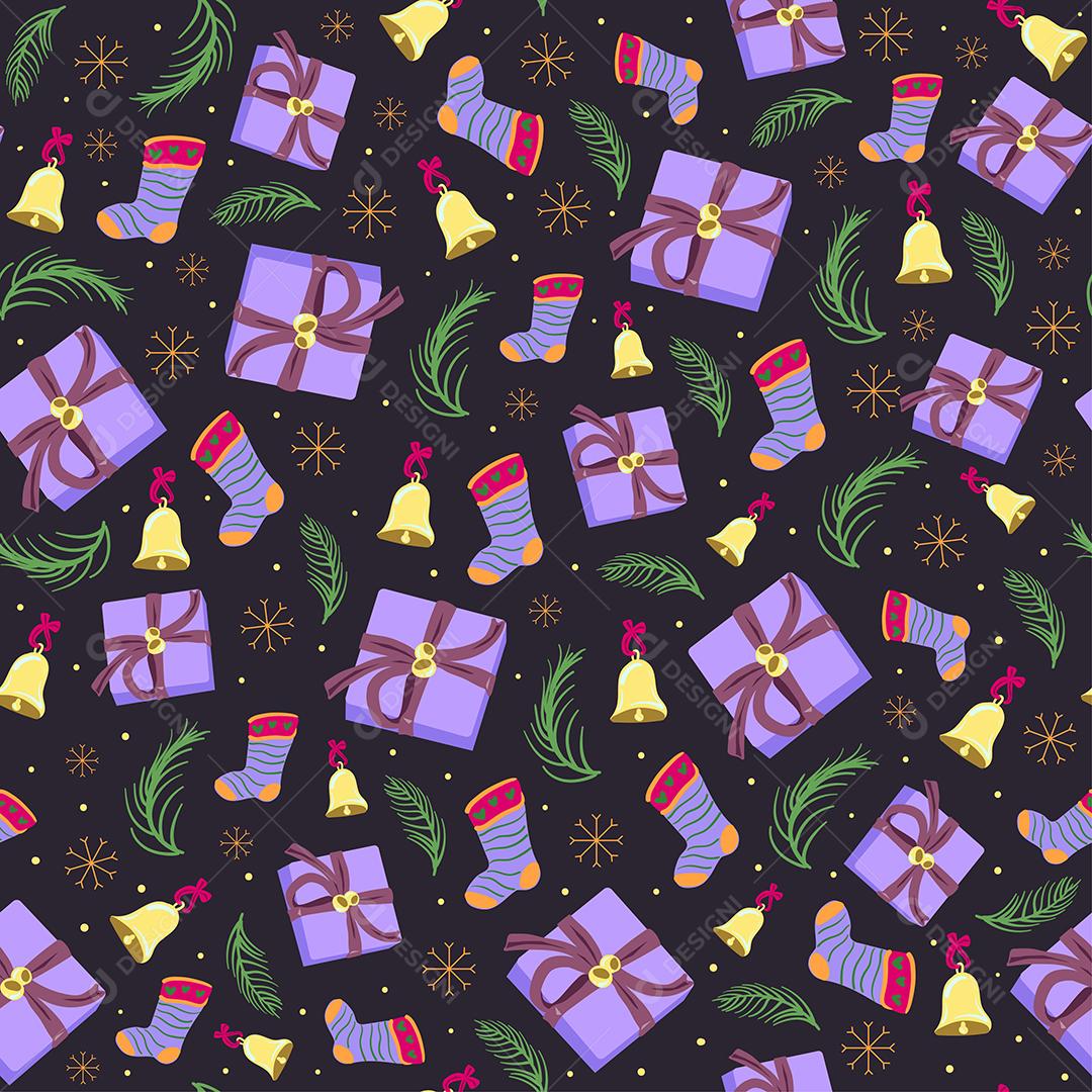 Sem costura de fundo com ícone de feliz Natal.