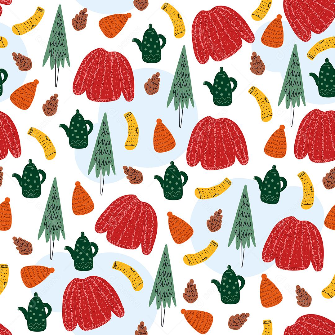 Sem costura de fundo com ícone de feliz Natal.