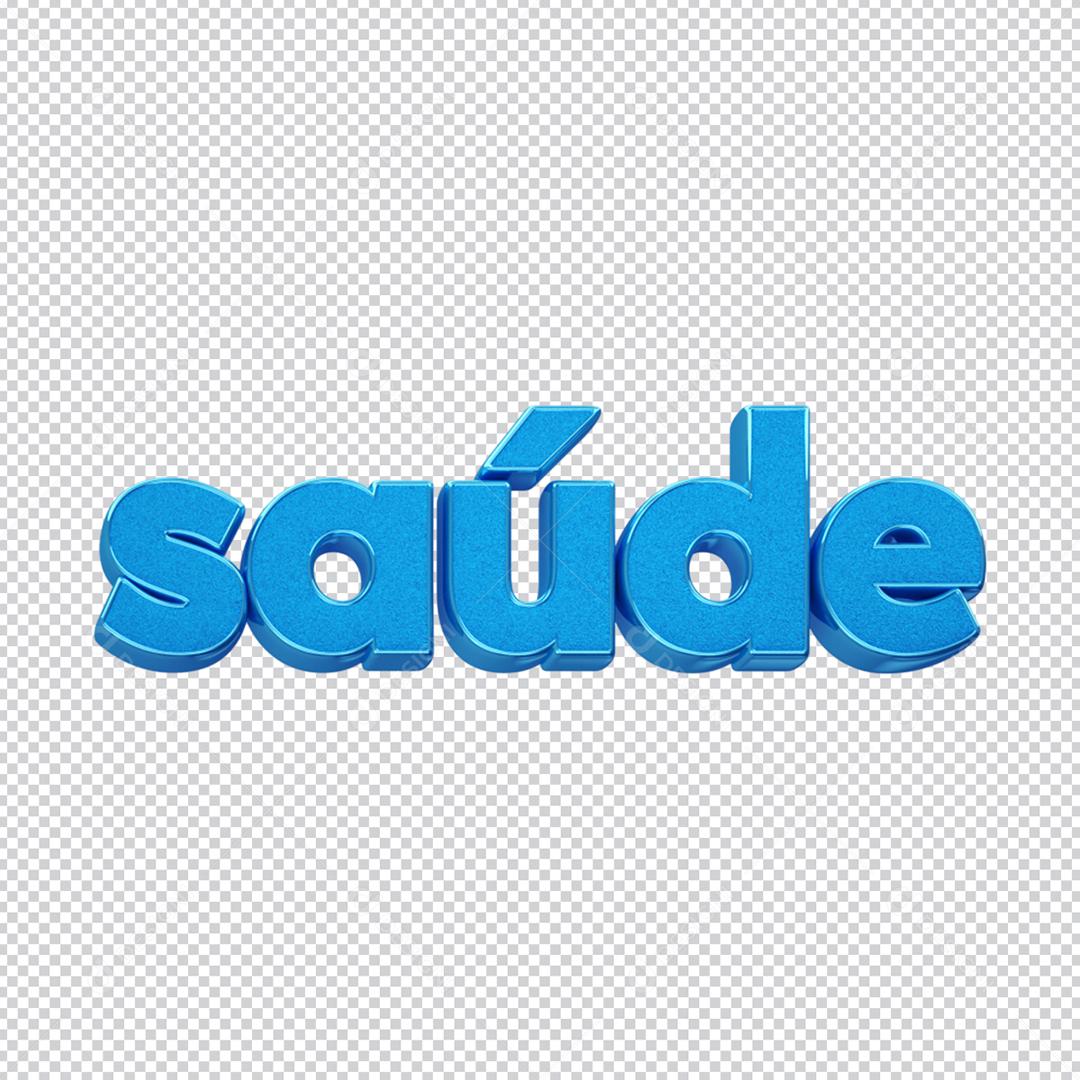 Saúde Texto 3D Azul para Composição PSD