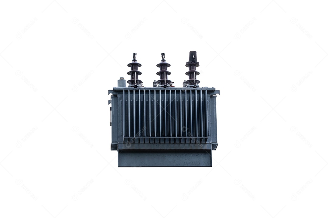 transformador de alta tensão em um fundo branco com traçado de recorte