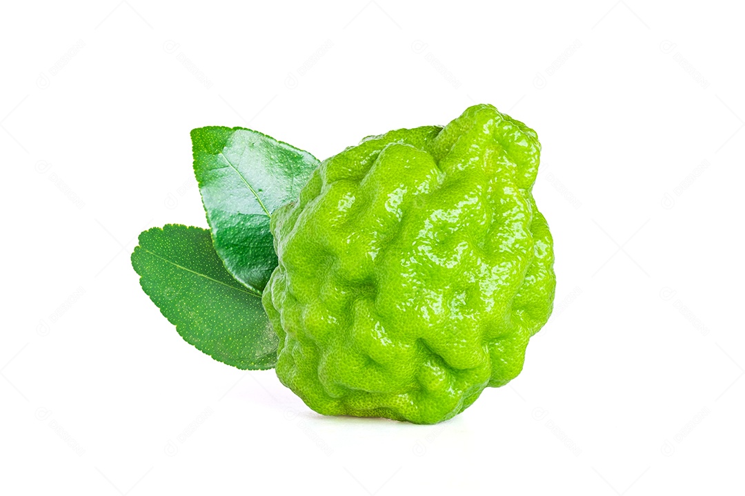 Fruta de bergamota com folha isolada no fundo branco