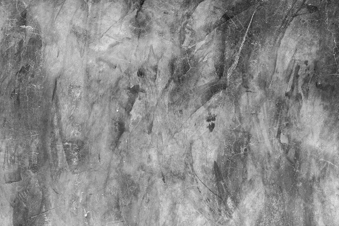 Velho muro de concreto em preto e branco, parede de cimento, parede quebrada, textura de fundo