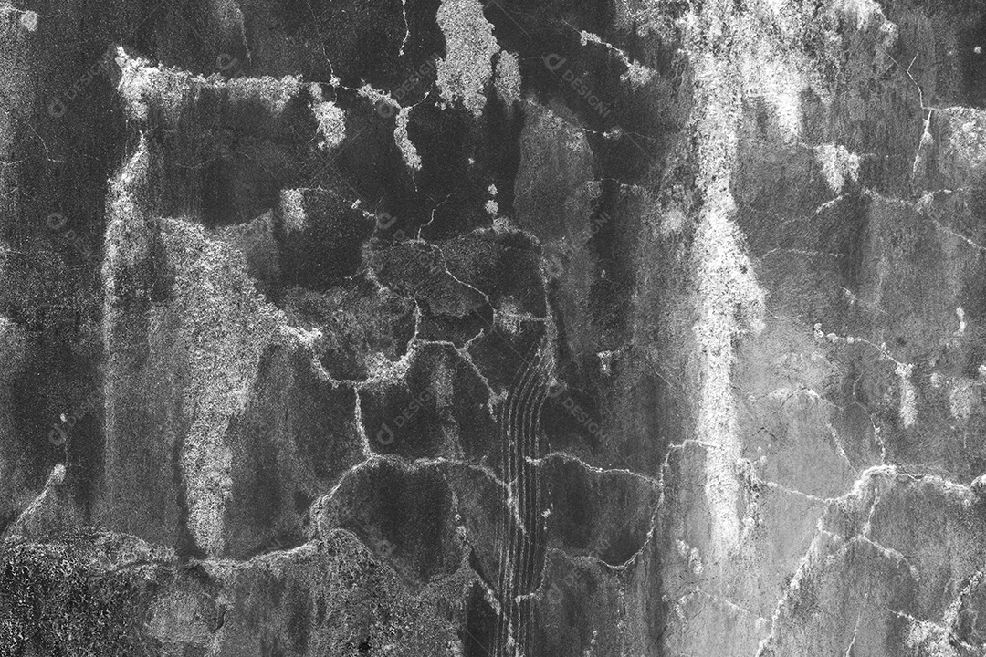 Velho muro de concreto em preto e branco, parede de cimento, parede quebrada, textura de fundo