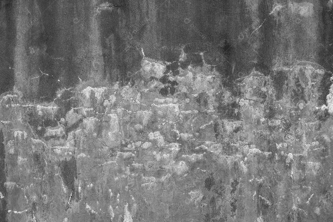 Velho muro de concreto em preto e branco, parede de cimento, parede quebrada, textura de fundo
