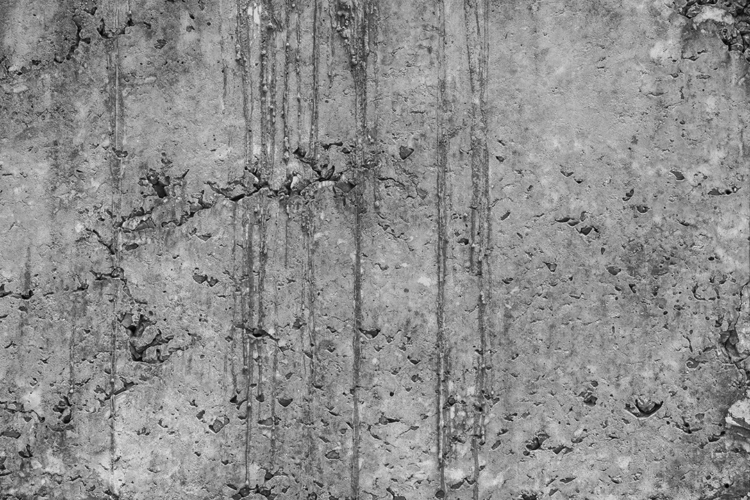 Velho muro de concreto em preto e branco, parede de cimento, parede quebrada, textura de fundo