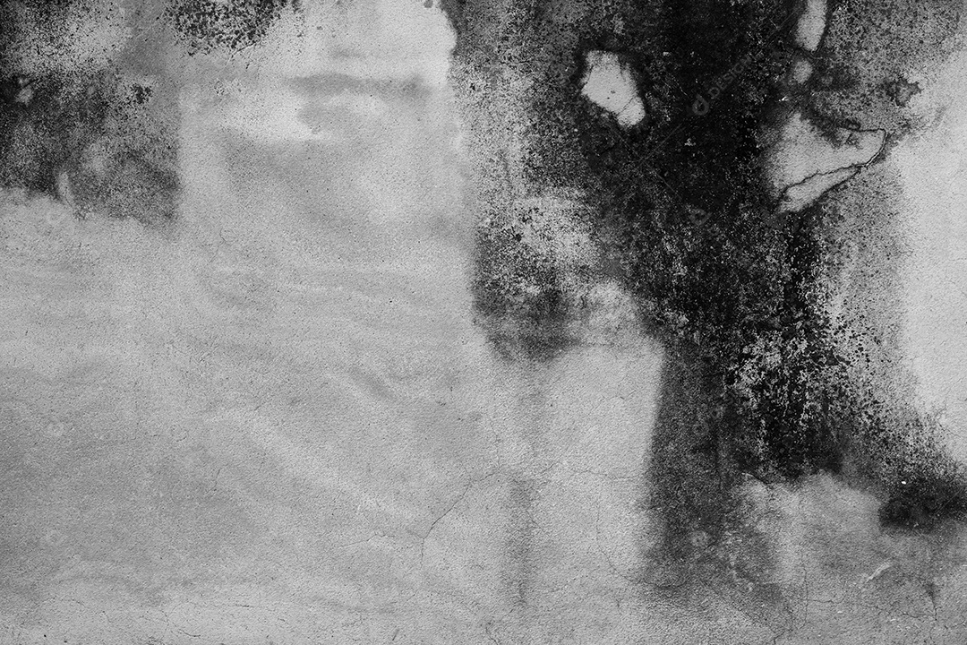 Velho muro de concreto em preto e branco, parede de cimento, parede quebrada, textura de fundo