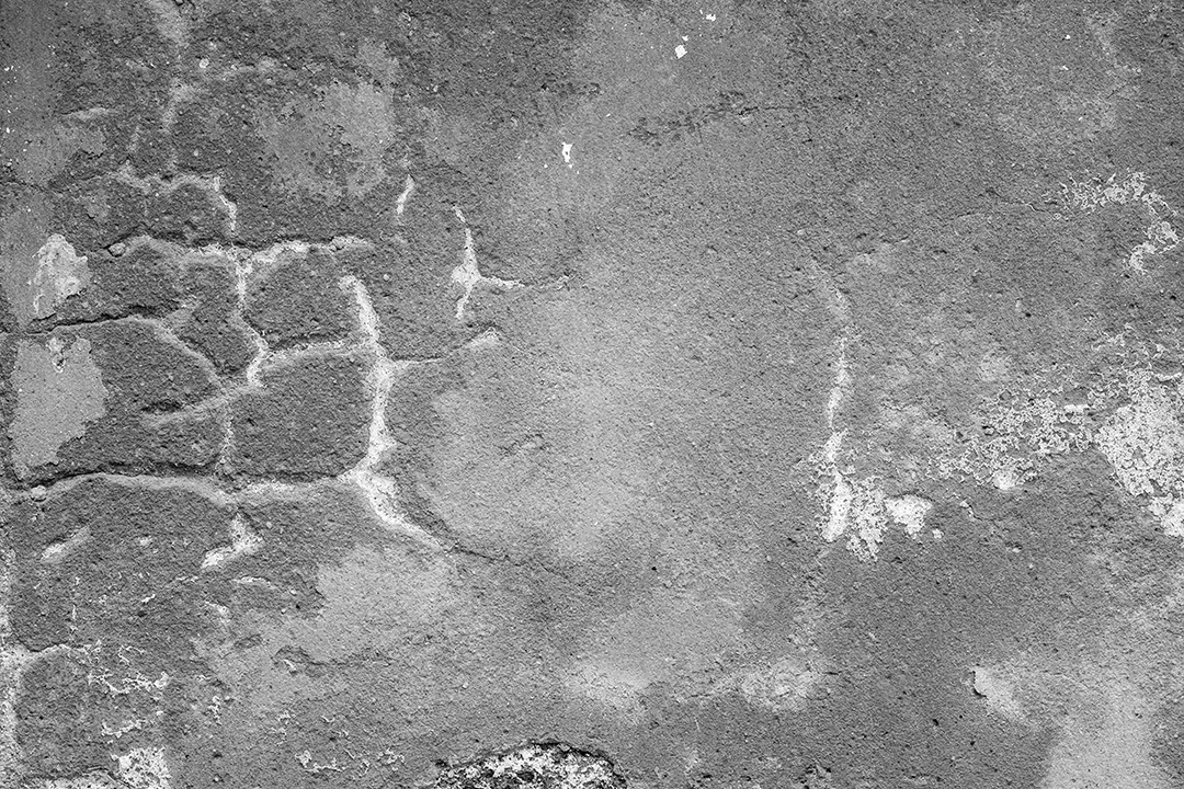 Old concrete wall in black and white, cement wall, broken wall, background texture