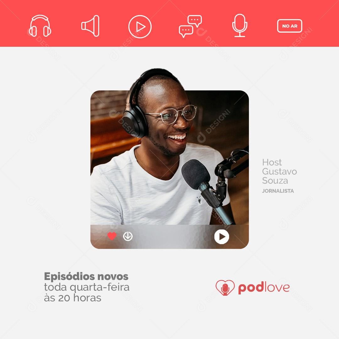 Social Media Podcast Episódios Novos PSD Editável