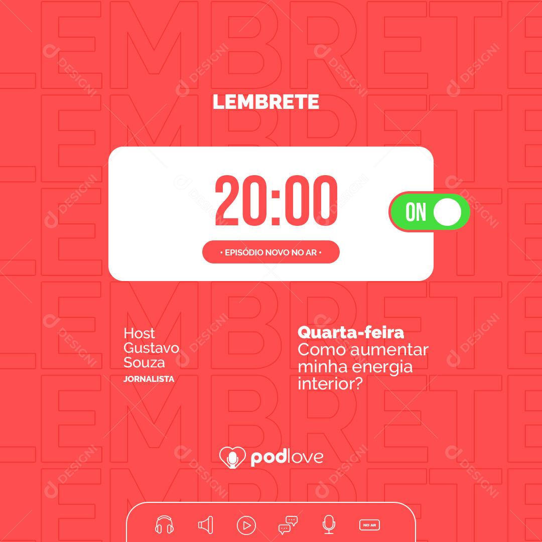 Social Media Podcast Lembrete PSD Editável